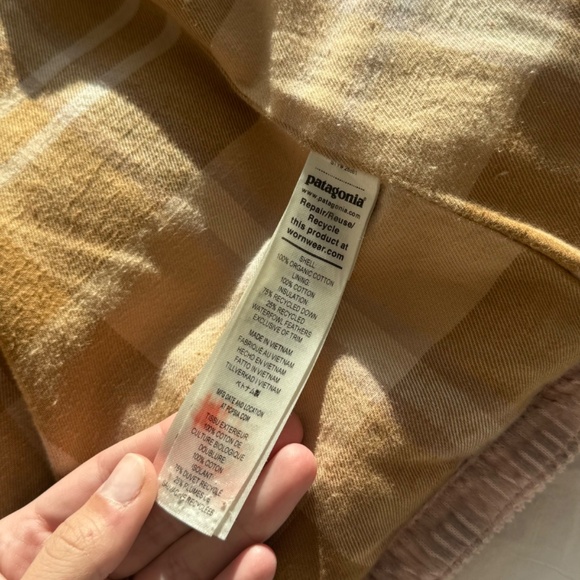 Patagonia Women Fjord Cord Corduroy S Down Puffer Coat Jacket COZY PEACH - Picture 3 of 8